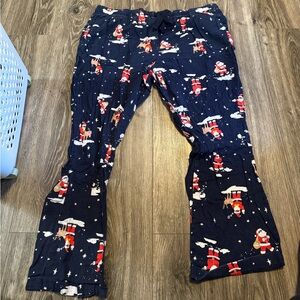 Old Navy Blue and Red Santa Print Pajama Bottoms